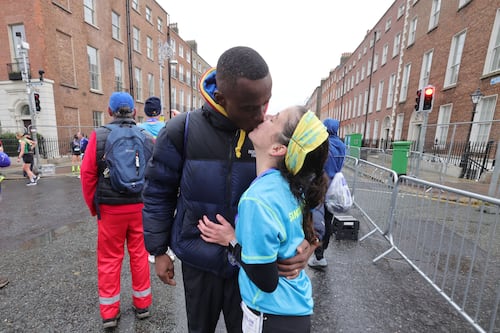 ‘I had 42km to think about it’: Dublin Marathon finish line sees marriage proposal